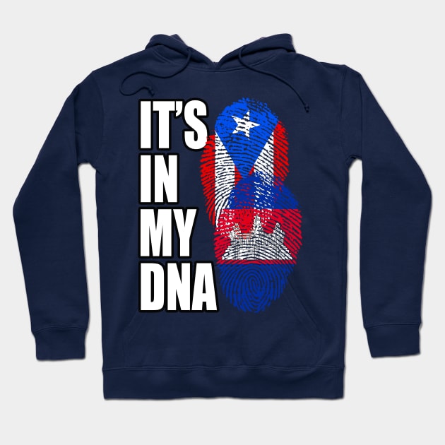 Cambodian And Puerto Rican Mix DNA Flag Heritage Gift Hoodie by Just Rep It!!
